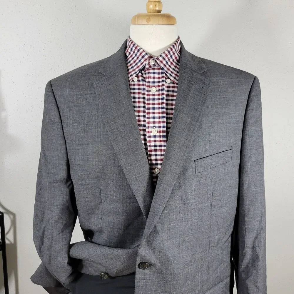 Lauren Ralph Lauren Men's Sport Coat Blazer Gray Natural Wool‎ Stretch Size 46L